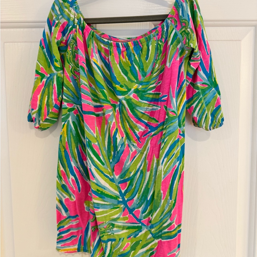 Lilly Pulitzer Green Flutter Sleeve Ruffled Blouse